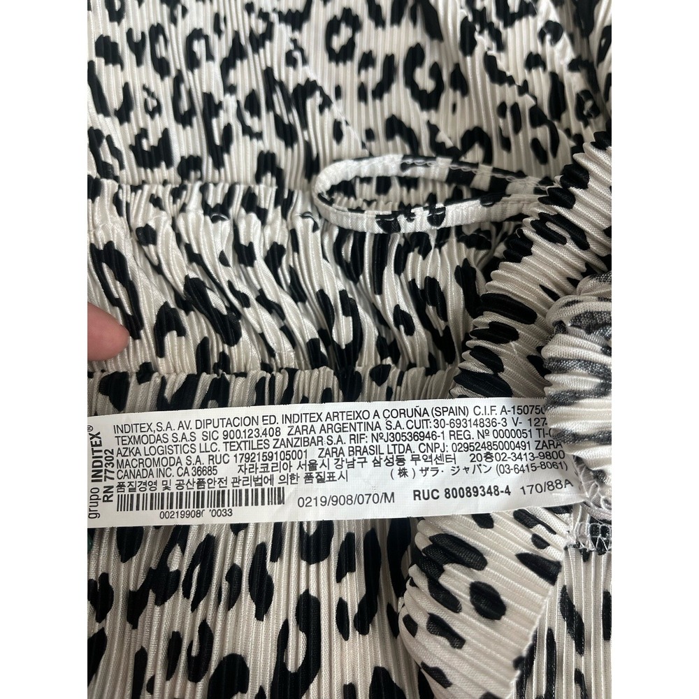 Zara Pleated Long‎ Sleeve Animal Print Top Women's Size Medium A3 - Picture 9 of 9